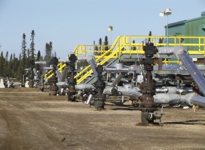 A steam-assisted gravity drainage (SAGD) well pad at Suncor Energy's Firebag site